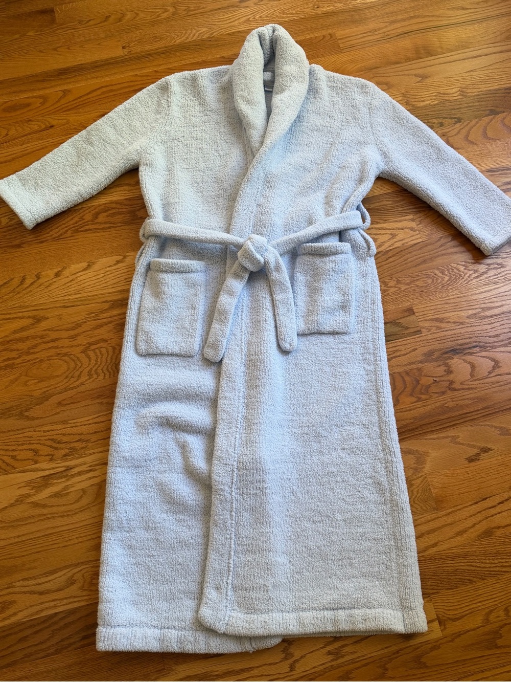 Plush Shawl-Collar Bath Robe - Light Blue